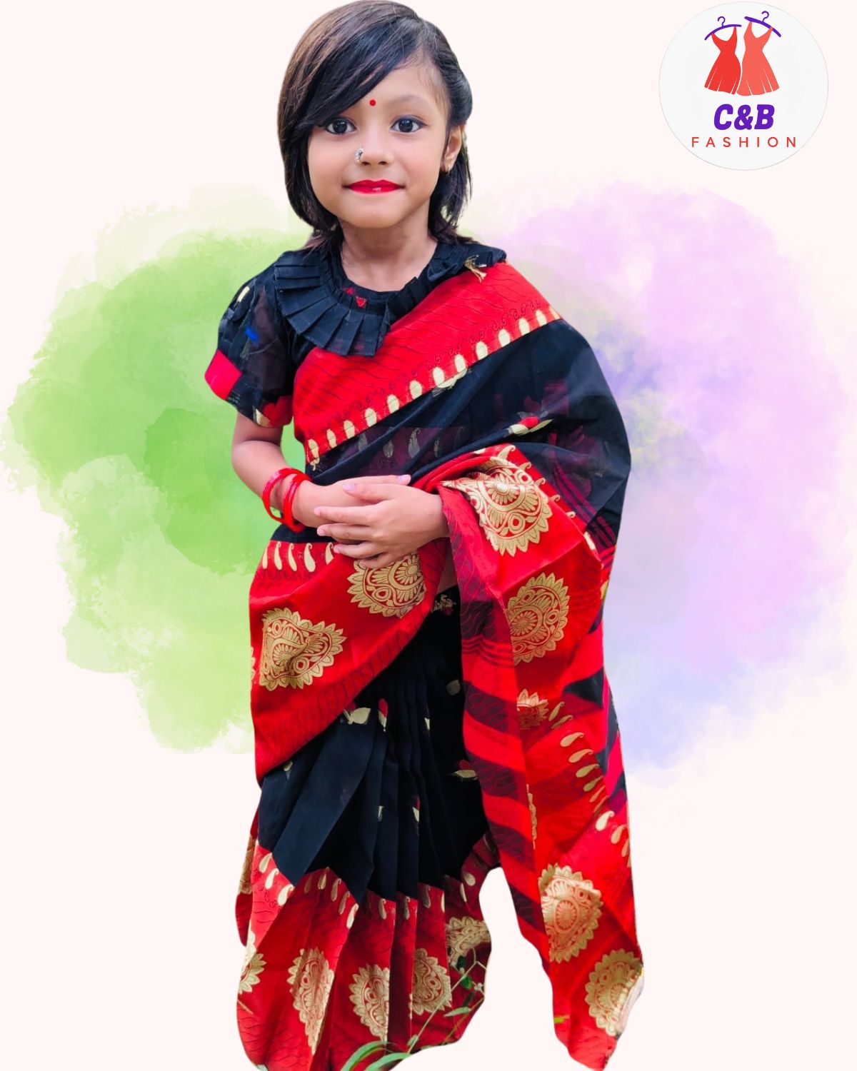 Untitled design (11) লাল-কালো চাকা কাতান - Image 1