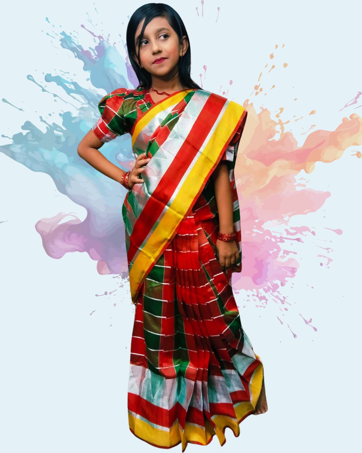 Untitled design (65) গ্রামীন চেক রেডি শাড়ী - Image 1